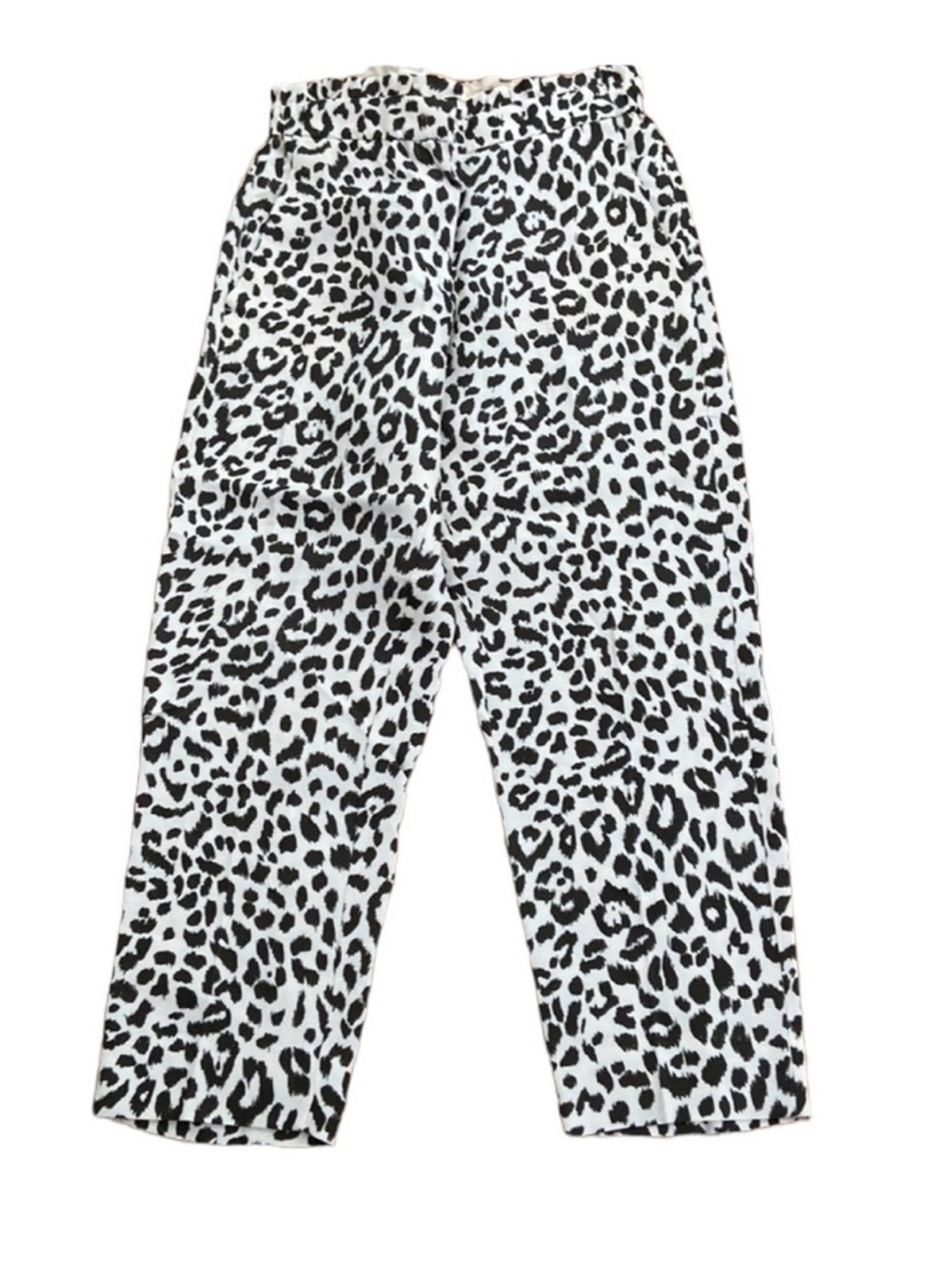 J. Crew Linen Paper Bag stretch waist leopard print trousers size 6 career - Picture 4 of 8